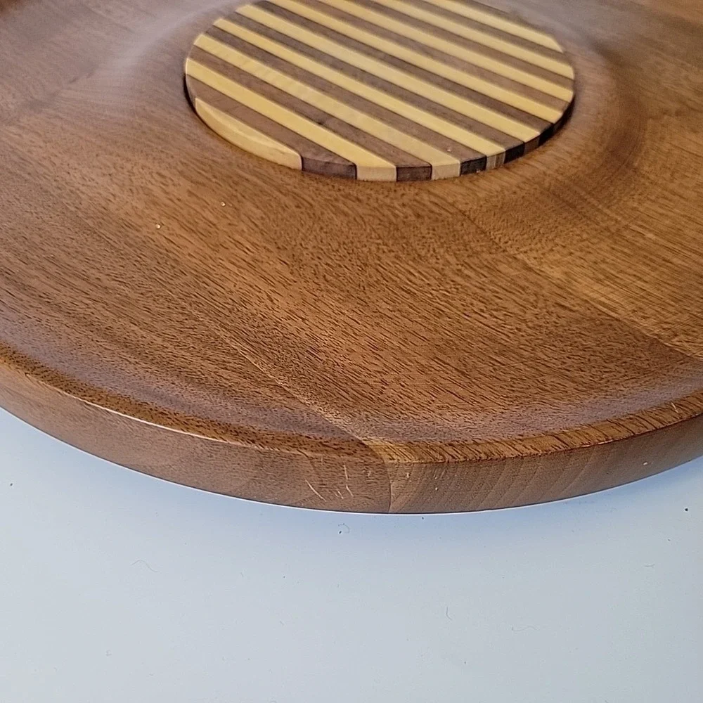 Kustom Kraft Vintage MCM Black Walnut Lazy Susan 14